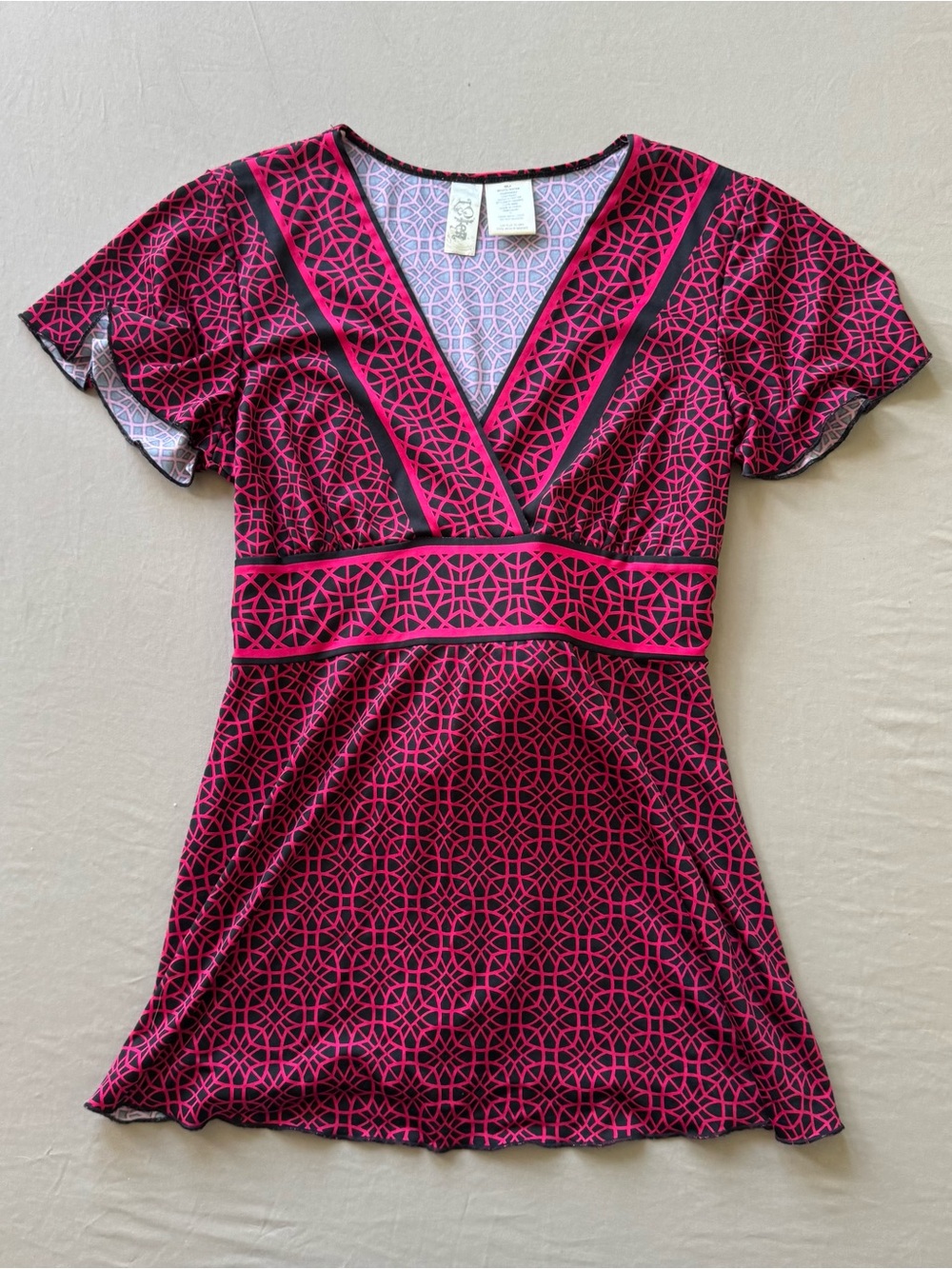 Y2K Era Geometric Printed Tie Back Babydoll top